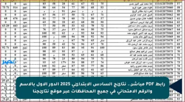 رابط PDF مباشر.. نتائج السادس الابتدائي 2025 الدور الأول بالاسم والرقم الامتحاني في جميع المحافظات عبر موقع نتائجنا